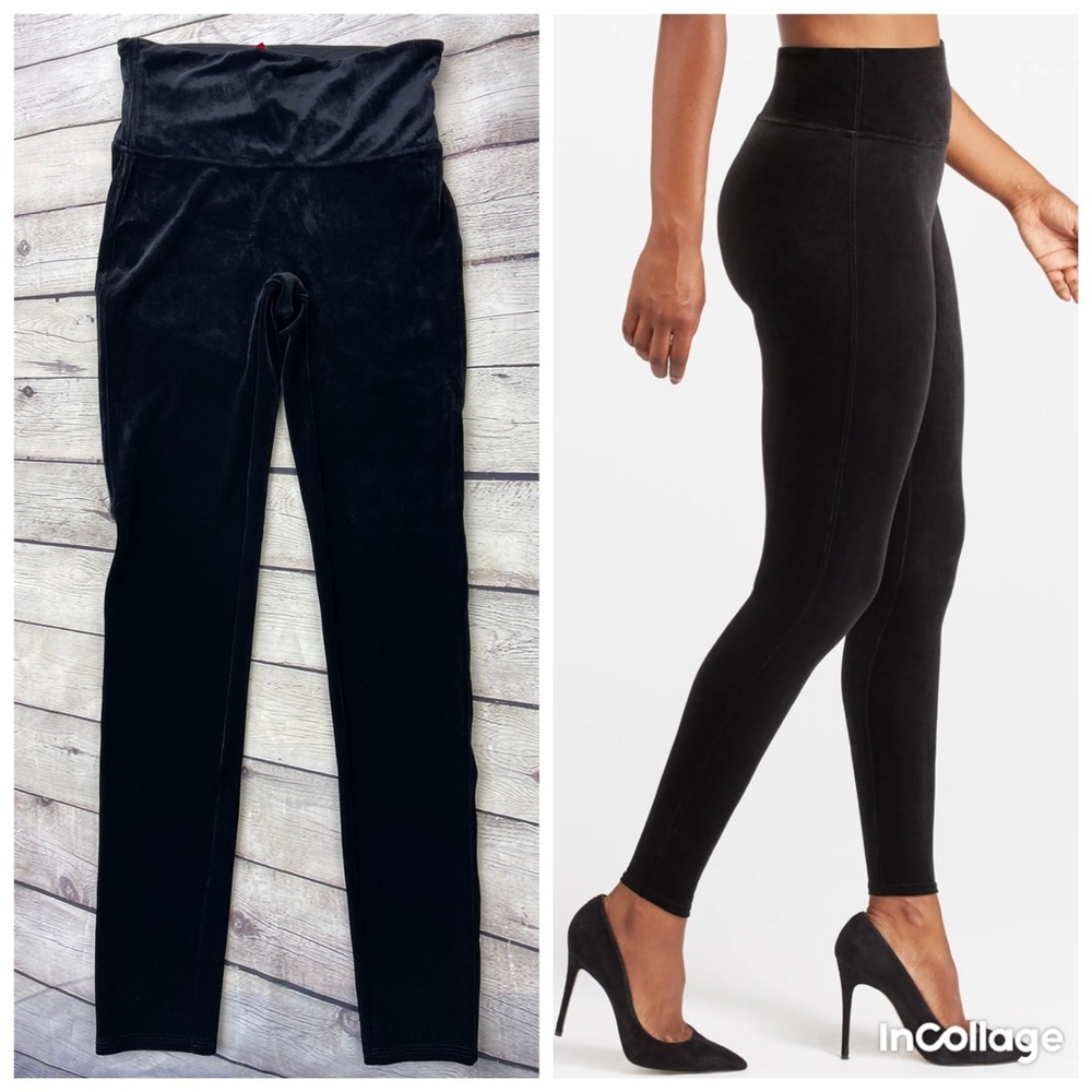 ✅ Spanx Black Velvet Leggings size L